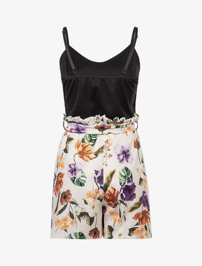 Combishort à imprimé fleuri - beige - 3