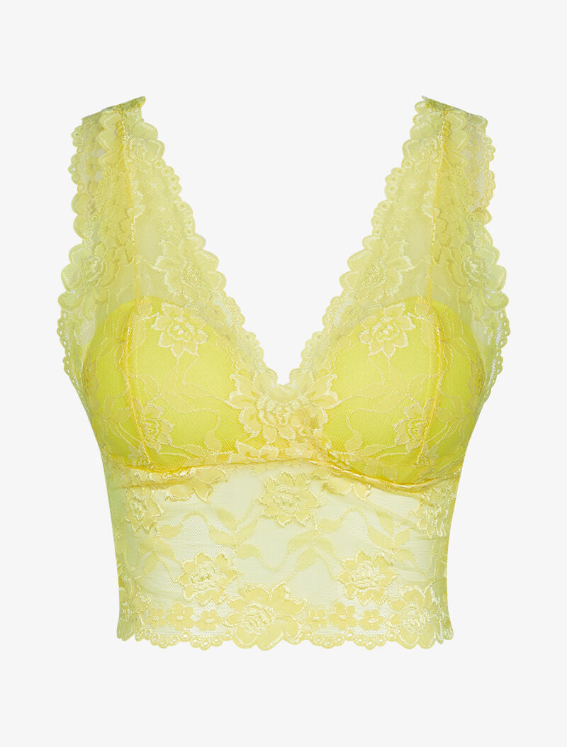 Crop top en dentelle - jaune - 1
