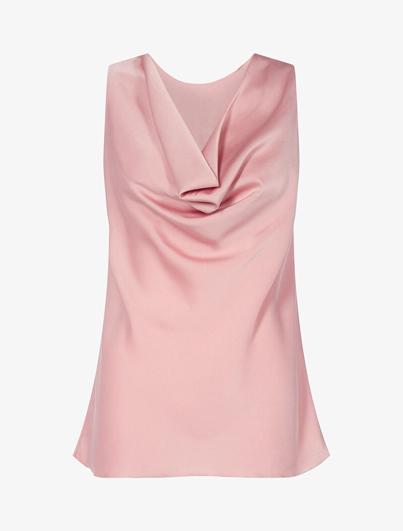 Top satiné à encolure bénitier - rose - 1