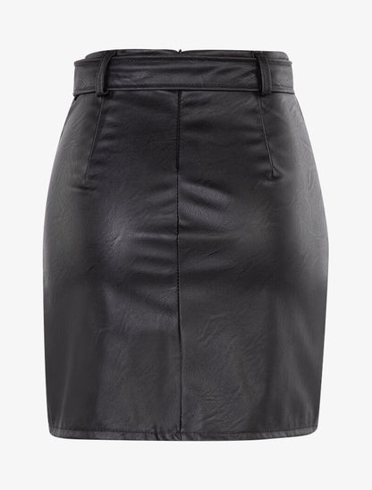 Jupe à zip et empiècement dentelle - noir - 2
