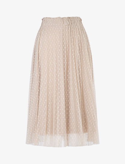 Jupe midi en tulle à pois - beige - 1
