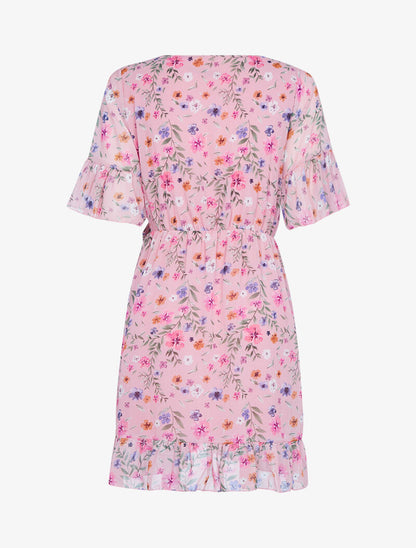 Robe fleurie effet portefeuille - rose - 2