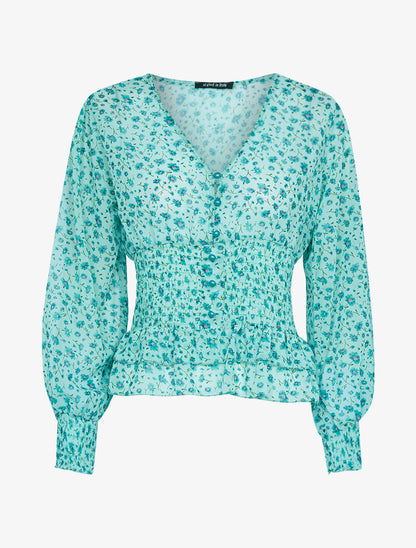 Blouse à imprimé petites fleurs - vert d&