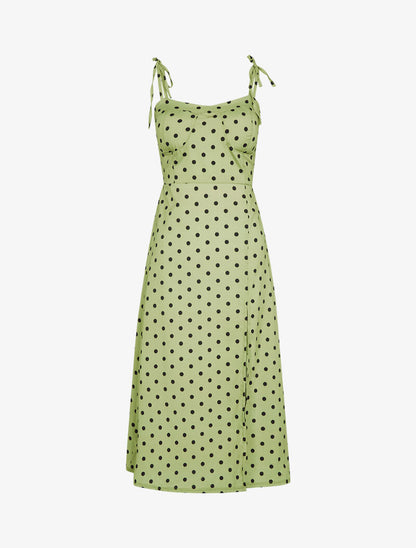 Robe fendue à pois - vert - 1