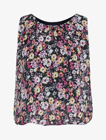 Top boule à imprimé floral - fushia - 1
