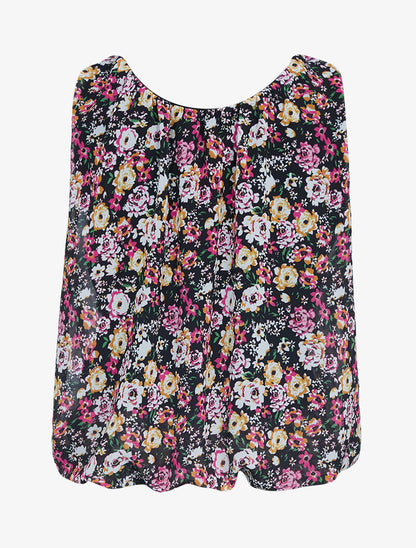 Top boule à imprimé floral - fushia - 2