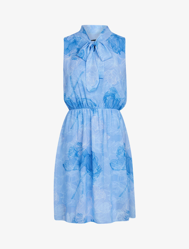 Robe à imprimé fleurs stylisées - bleu clair - 1