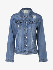 Veste droite à éraflures - bleu denim - 1