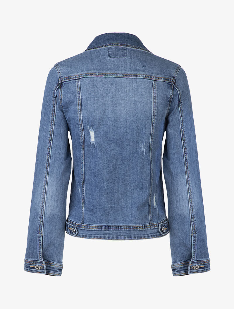 Veste droite à éraflures - bleu denim - 3