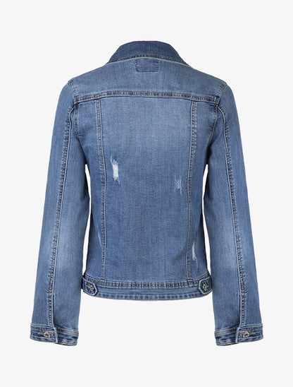 Veste droite à éraflures - bleu denim - 3