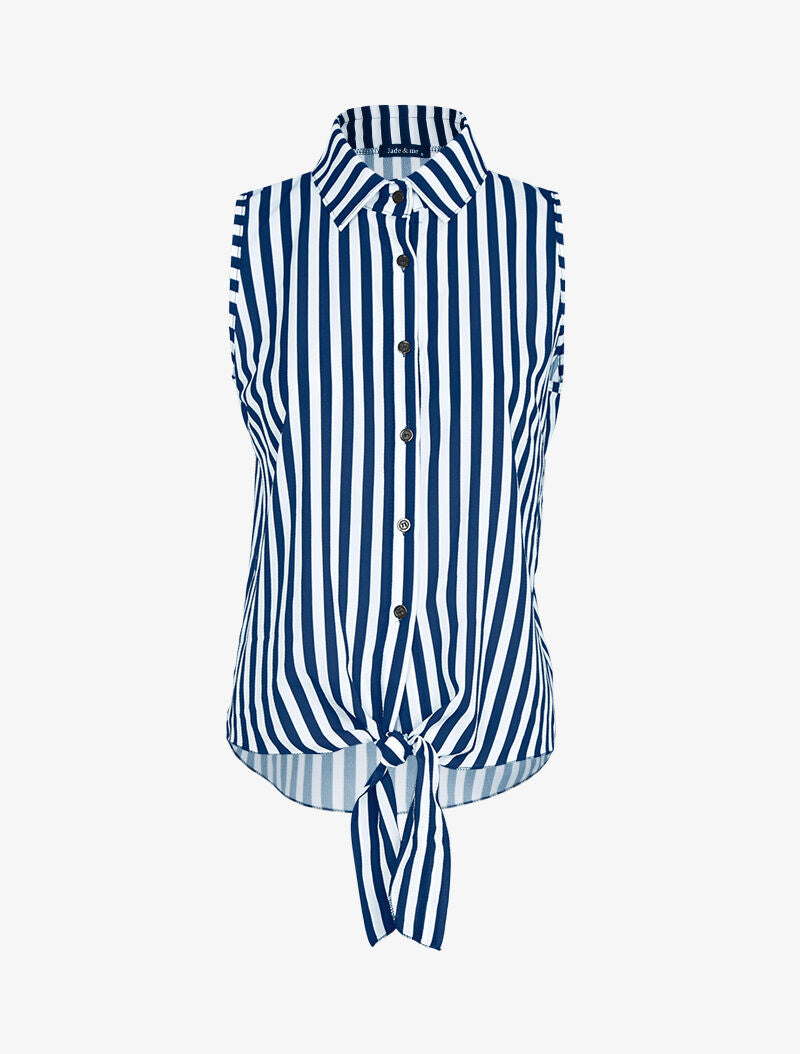 Chemise sans manches à rayures - marine - 1