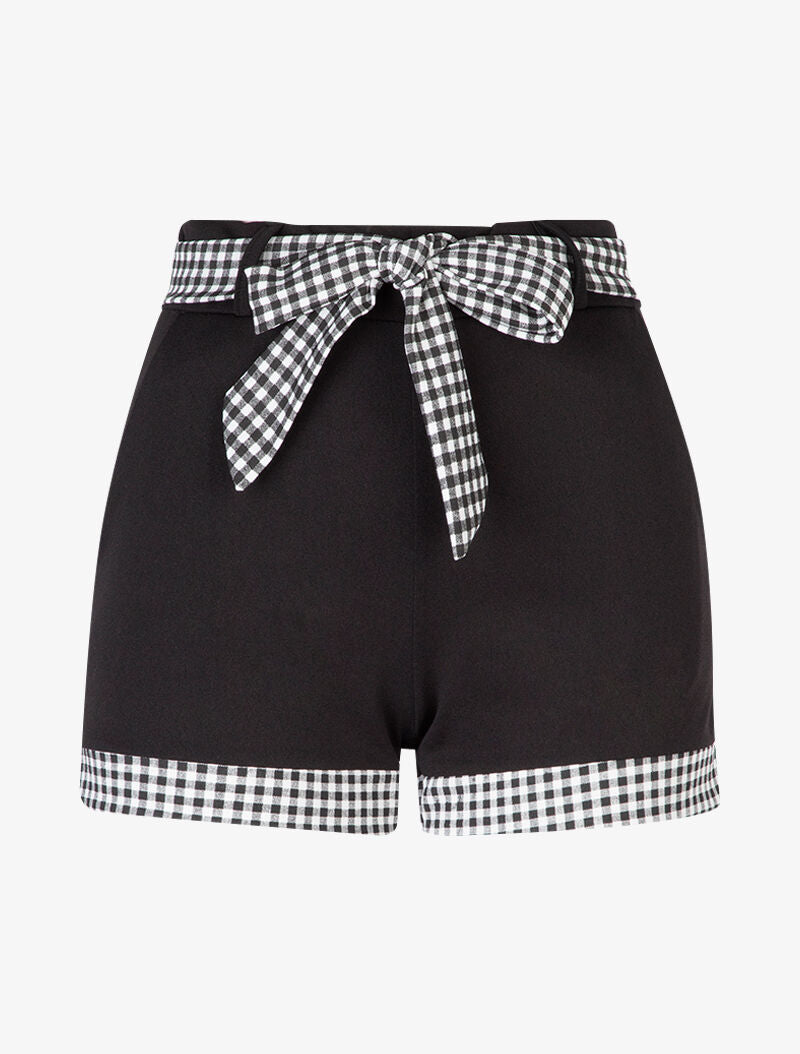Short uni à bords imprimés vichy - noir - 3