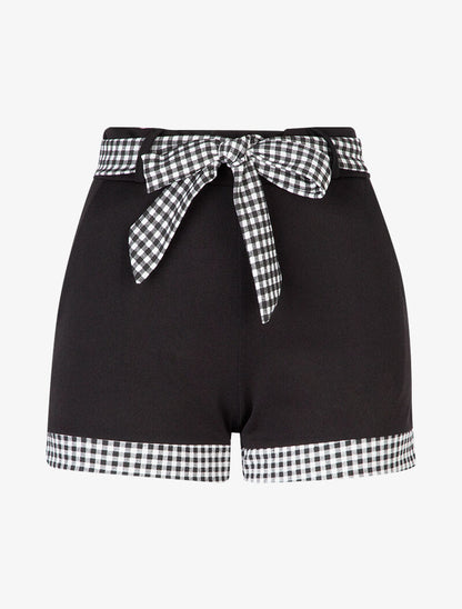 Short uni à bords imprimés vichy - noir - 3