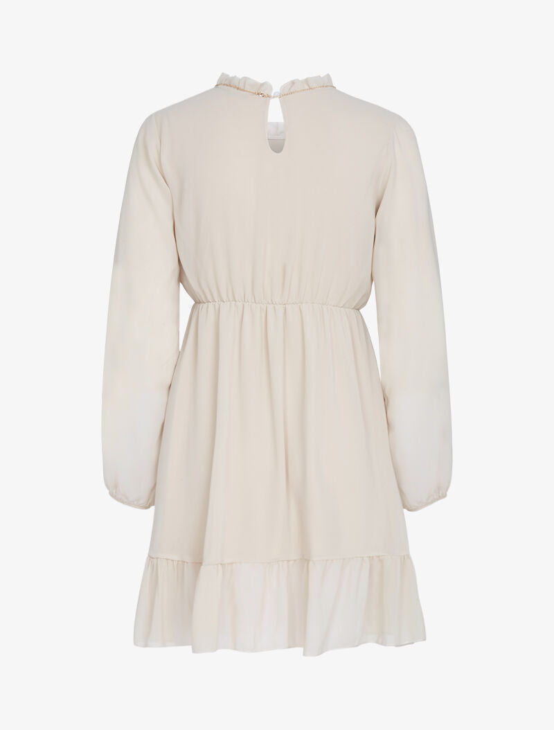 Tunique style robe en voile à encolure montante - beige - 2