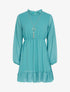Tunique style robe en voile à encolure montante - turquoise - 1