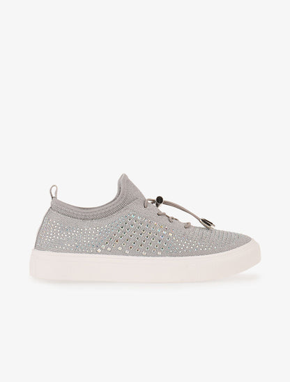 Sneakers strassées à enfiler - gris - 2