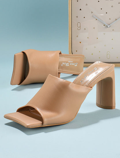 Mules à talon Français stylisé - nude - 5