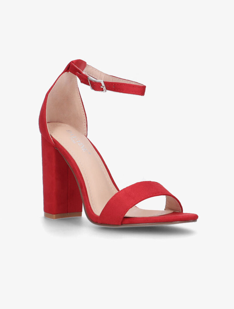 Sandales en suédine à talon bottier - rouge - 2