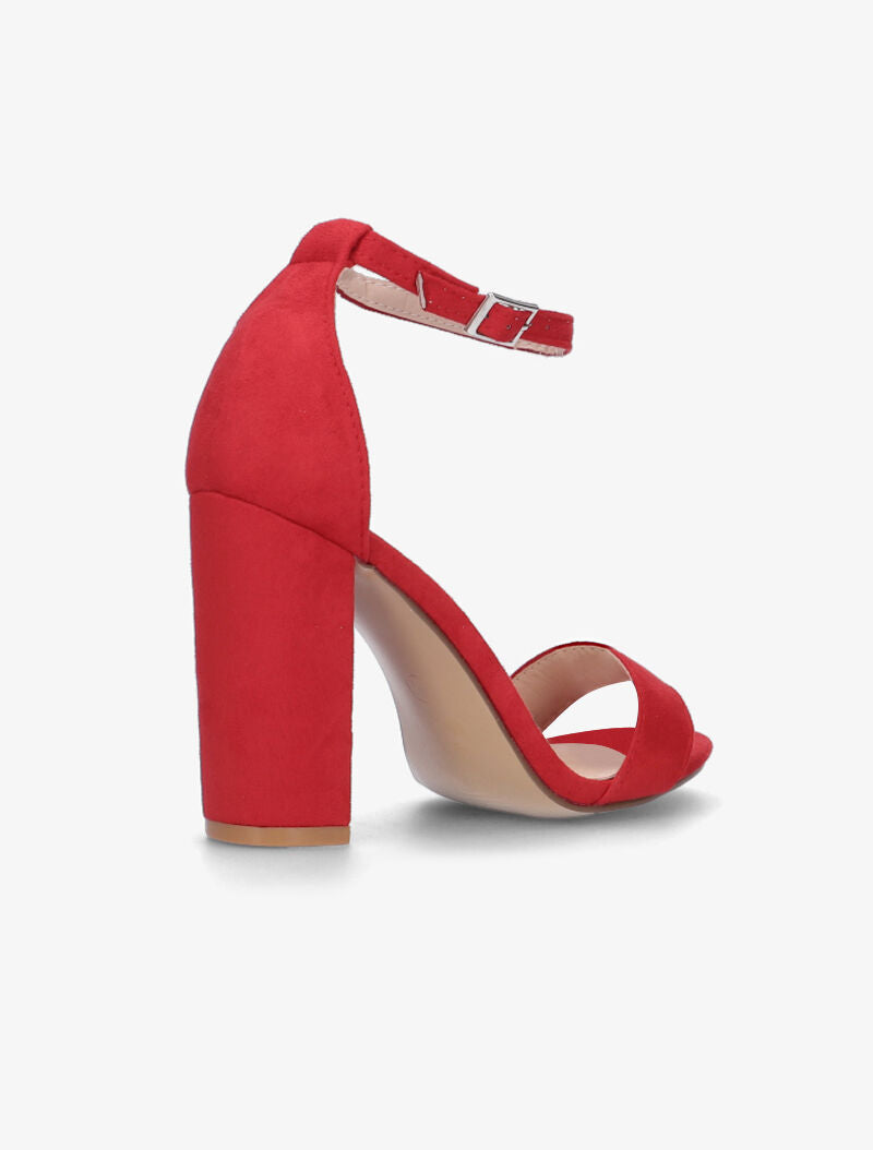 Sandales en suédine à talon bottier - rouge - 5