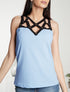 Top à décolleté ajouré à clous - bleu ciel - 4
