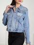 Veste en jean ornée de billes - bleu denim - 1