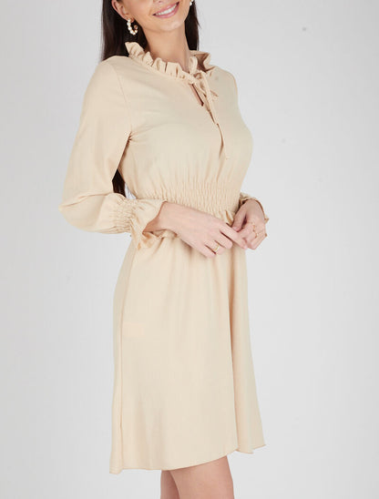 Robe patineuse à volants - camel - 5