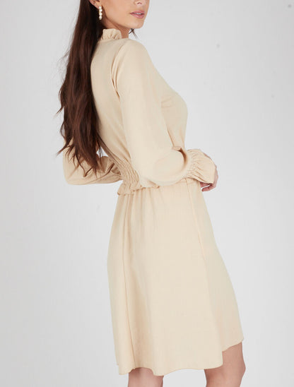 Robe patineuse à volants - camel - 2