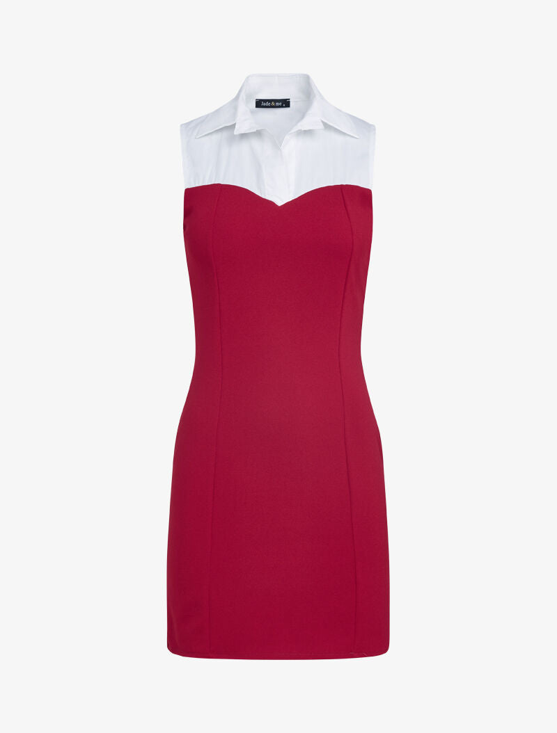 Robe à détail style chemise - bordeaux - 2