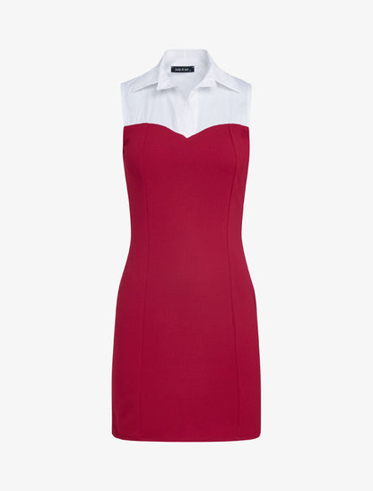 Robe à détail style chemise - bordeaux - 2