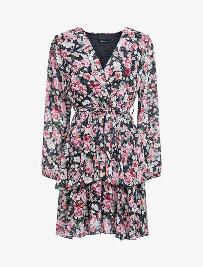 Robe à volants et imprimés - noir - 4