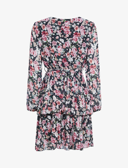 Robe à volants et imprimés - noir - 2