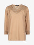 Blouse transparente à détails dentelle - camel - 1