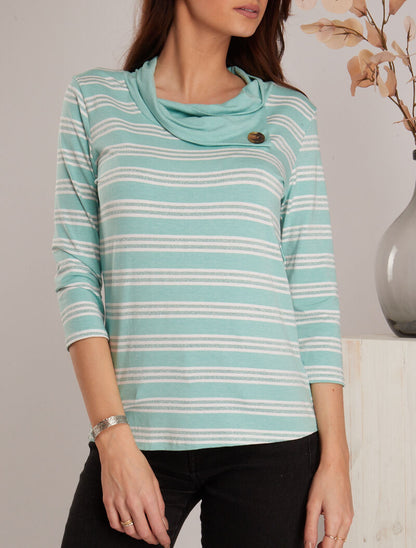 Top à imprimé rayures - vert d&