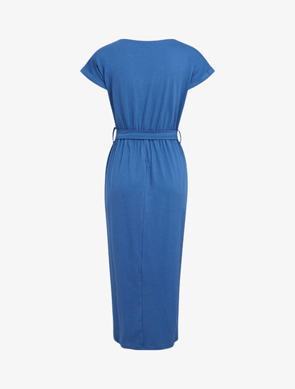Robe portefeuille à boutonnière - bleu charrette - 3
