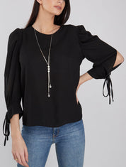 Blouse à manches bouffantes - noir - 4