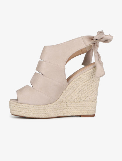 Compensées à découpe et noeud à nouer - beige - 3