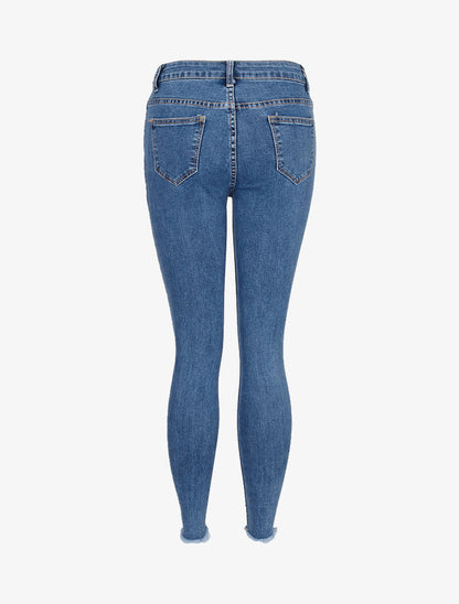 Jean super skinny à bords déchirés - bleu denim - 4