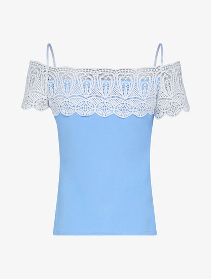 Top à encolure en crochet - bleu ciel - 2
