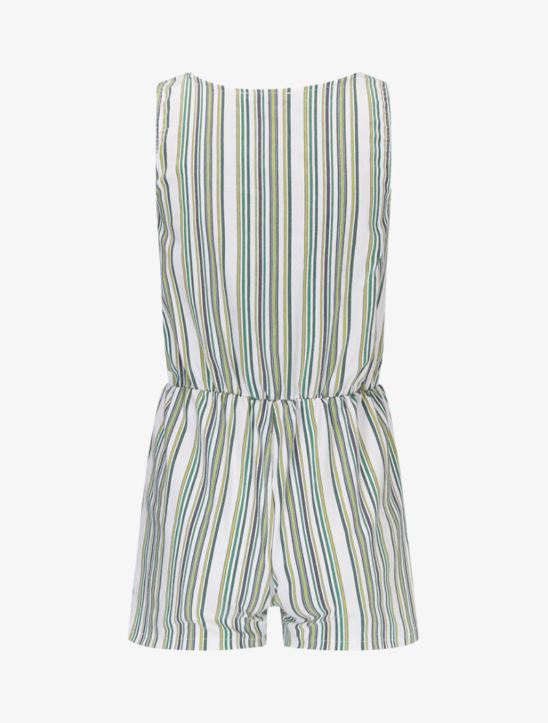 Combishort rayé en toile - vert - 2