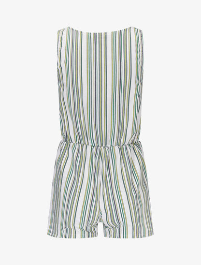 Combishort rayé en toile - vert - 2