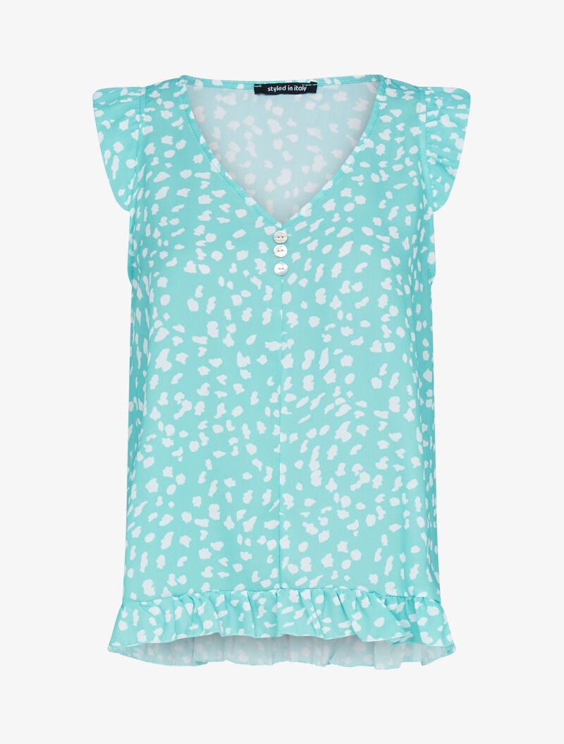 Top à imprimé moucheté - vert d&