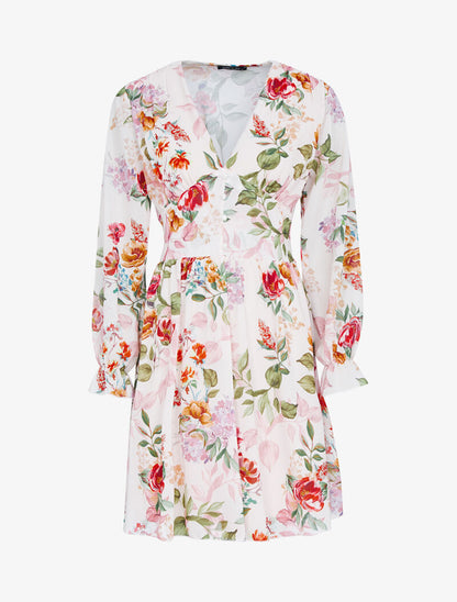 Robe patineuse à imprimé floral - beige - 3