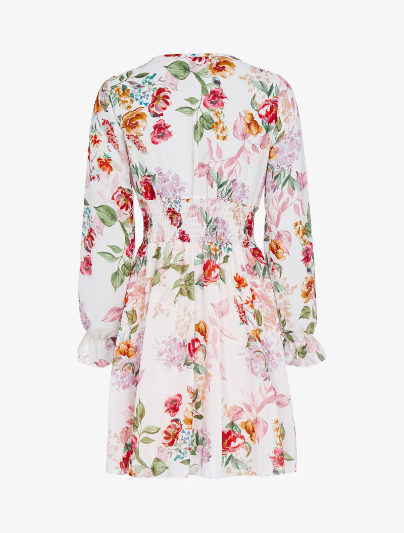 Robe patineuse à imprimé floral - beige - 2