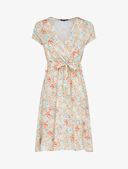 Robe patineuse à imprimé floral - camel - 3