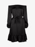 Robe satinée à bord volanté - noir - 3