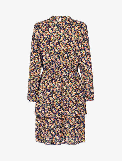 Robe à imprimé baroque et fleurs - marine - 2