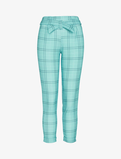7/8-Hose mit Tartanmuster - Türkis