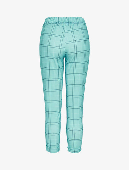 7/8-Hose mit Tartanmuster - Türkis