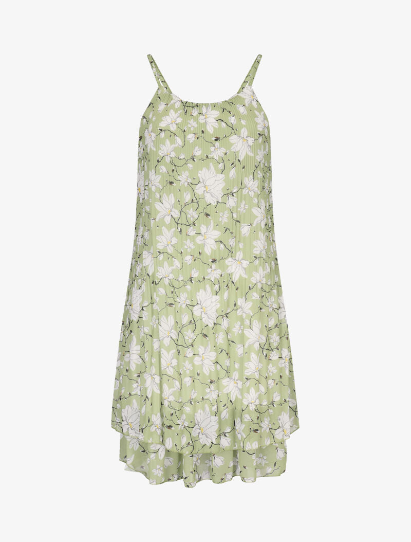 Robe gaufrée à imprimé floral - vert anis - 1