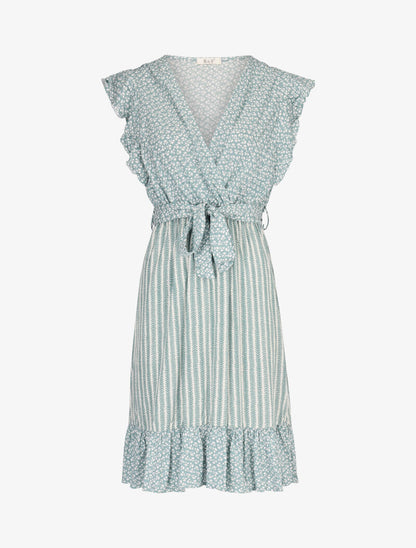 Robe légère à bords volantés et à imprimés - vert amande - 3